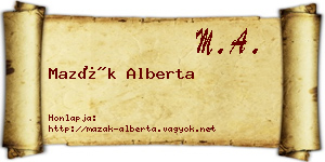 Mazák Alberta névjegykártya